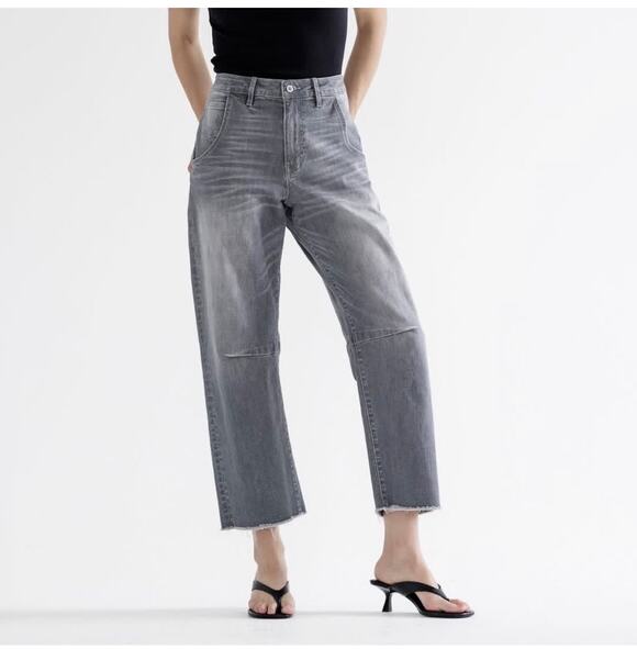 Mica Denim - Mica Barrel Jeans Women’s Size 32 NWT Denim Super High Wide Leg Ankle Jeans Gray